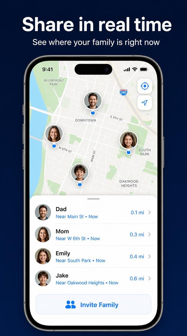 LocateUs app preview - real-time location sharing
