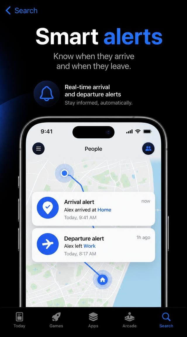 LocateUs app preview - safety notifications